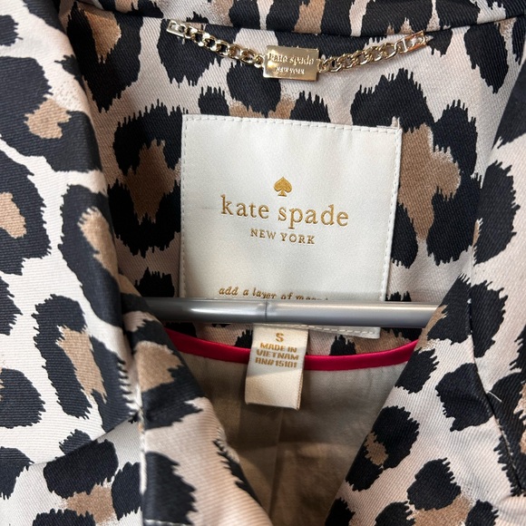 NWOT Kate Spade Leopard Print Belted Trench Coat - Picture 8 of 11